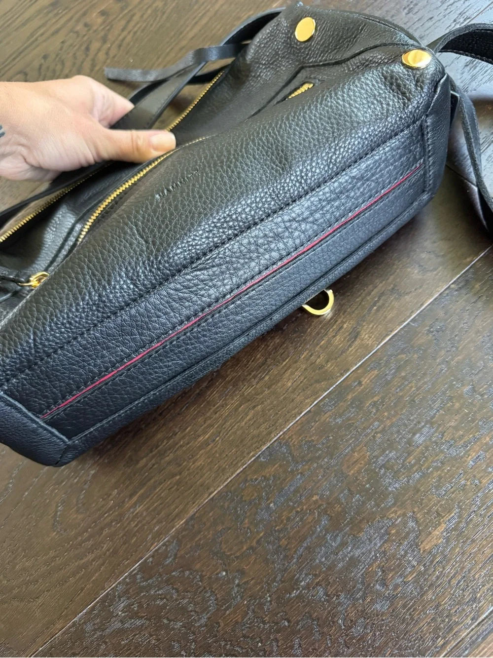 Hammitt Black Leather Crossbody with Gold Hardware